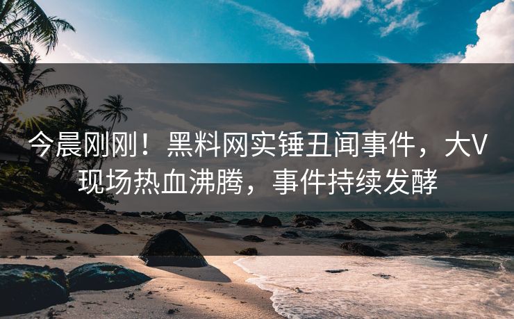 今晨刚刚！黑料网实锤丑闻事件，大V现场热血沸腾，事件持续发酵