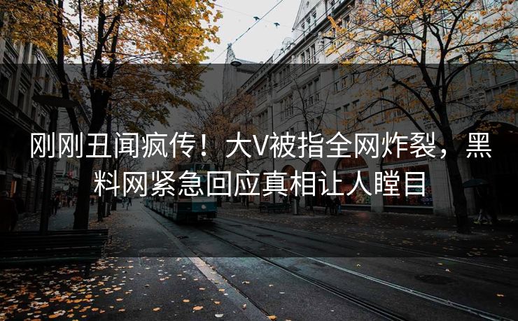 刚刚丑闻疯传！大V被指全网炸裂，黑料网紧急回应真相让人瞠目