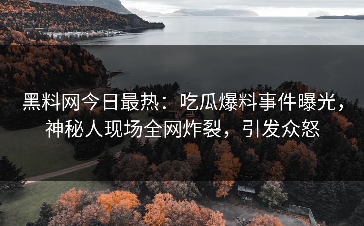 黑料网今日最热：吃瓜爆料事件曝光，神秘人现场全网炸裂，引发众怒