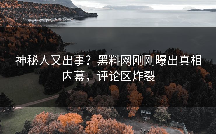 神秘人又出事？黑料网刚刚曝出真相内幕，评论区炸裂