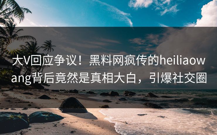 大V回应争议！黑料网疯传的heiliaowang背后竟然是真相大白，引爆社交圈