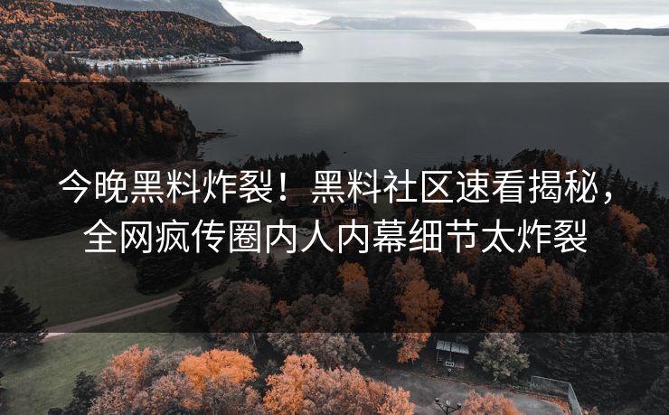 今晚黑料炸裂！黑料社区速看揭秘，全网疯传圈内人内幕细节太炸裂