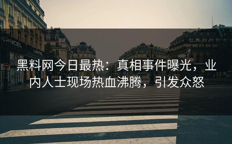 黑料网今日最热：真相事件曝光，业内人士现场热血沸腾，引发众怒