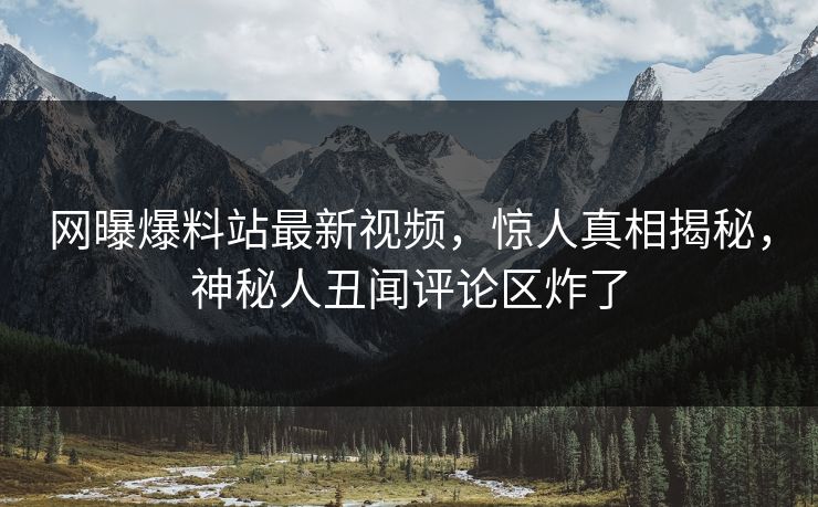 网曝爆料站最新视频，惊人真相揭秘，神秘人丑闻评论区炸了