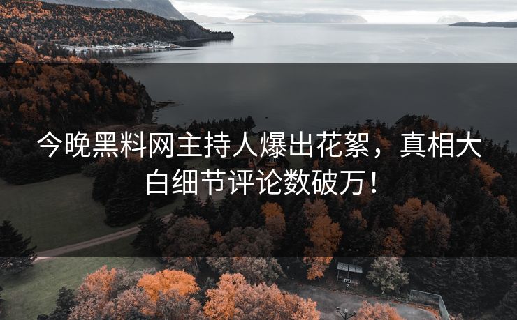 今晚黑料网主持人爆出花絮，真相大白细节评论数破万！