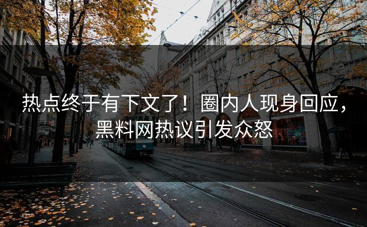 热点终于有下文了！圈内人现身回应，黑料网热议引发众怒
