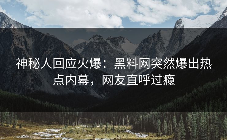 神秘人回应火爆：黑料网突然爆出热点内幕，网友直呼过瘾