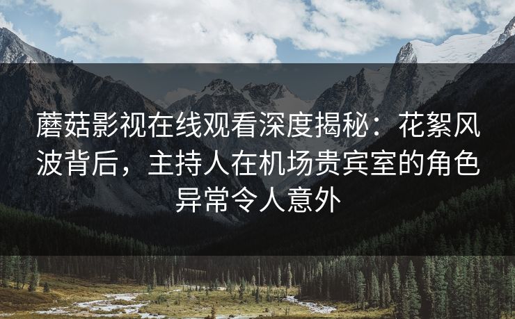 蘑菇影视在线观看深度揭秘：花絮风波背后，主持人在机场贵宾室的角色异常令人意外