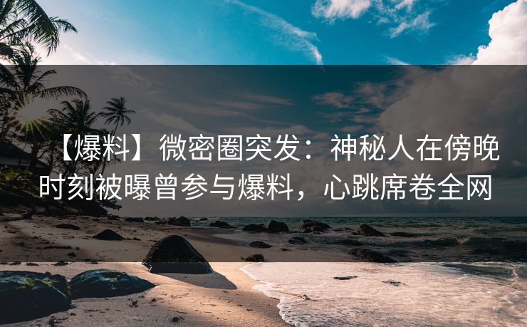 【爆料】微密圈突发：神秘人在傍晚时刻被曝曾参与爆料，心跳席卷全网